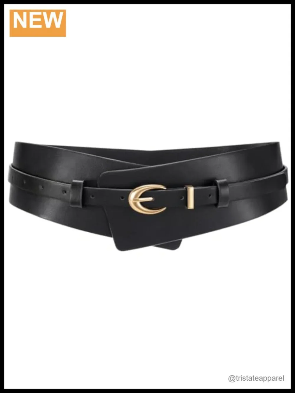 2-in-1 Wide PU Leather Belt for Women with Detachable Skinny Belt, Gold Buckle